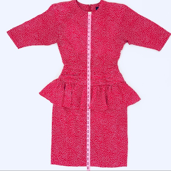 Red and white Laine U.S.A. Peplum Dress Size 3/4 - Picture 4 of 7